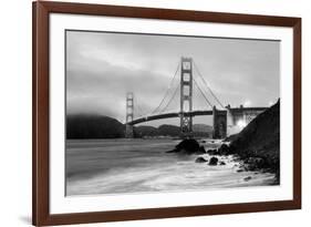 Cloudy sunset, ocean waves in San Francisco at Golden Gate Bridge from Marshall Beach-David Chang-Framed Photographic Print