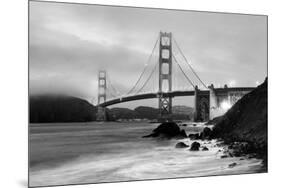 Cloudy sunset, ocean waves in San Francisco at Golden Gate Bridge from Marshall Beach-David Chang-Mounted Photographic Print