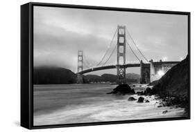 Cloudy sunset, ocean waves in San Francisco at Golden Gate Bridge from Marshall Beach-David Chang-Framed Stretched Canvas