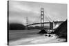 Cloudy sunset, ocean waves in San Francisco at Golden Gate Bridge from Marshall Beach-David Chang-Stretched Canvas