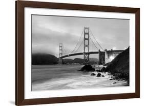 Cloudy sunset, ocean waves in San Francisco at Golden Gate Bridge from Marshall Beach-David Chang-Framed Photographic Print