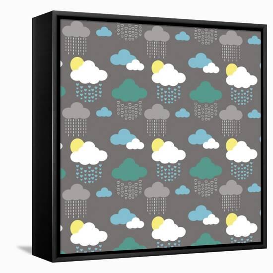 Cloudy with a Chance of Love-Joanne Paynter Design-Framed Stretched Canvas