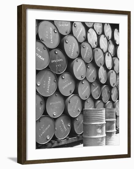 Clove Oil in Drums Ready For Exporting-Eliot Elisofon-Framed Photographic Print