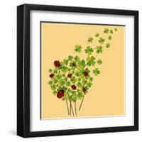 Clover and Ladybugs Spring-Cienpies Design-Framed Art Print