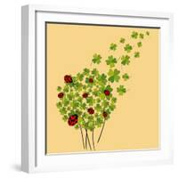 Clover and Ladybugs Spring-Cienpies Design-Framed Art Print