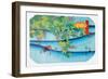 Clover Bush and Frog-Ando Hiroshige-Framed Art Print