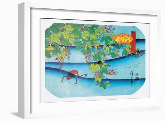 Clover Bush and Frog-Ando Hiroshige-Framed Art Print