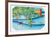 Clover Bush and Frog-Ando Hiroshige-Framed Premium Giclee Print