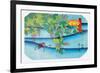 Clover Bush and Frog-Ando Hiroshige-Framed Premium Giclee Print