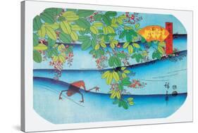 Clover Bush and Frog-Ando Hiroshige-Stretched Canvas