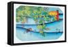 Clover Bush and Frog-Ando Hiroshige-Framed Stretched Canvas