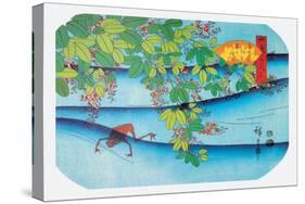 Clover Bush and Frog-Ando Hiroshige-Stretched Canvas