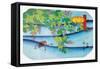 Clover Bush and Frog-Ando Hiroshige-Framed Stretched Canvas