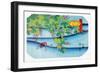 Clover Bush and Frog-Ando Hiroshige-Framed Premium Giclee Print