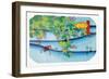 Clover Bush and Frog-Ando Hiroshige-Framed Art Print