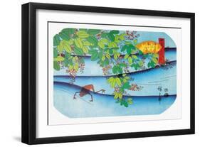 Clover Bush and Frog-Ando Hiroshige-Framed Art Print