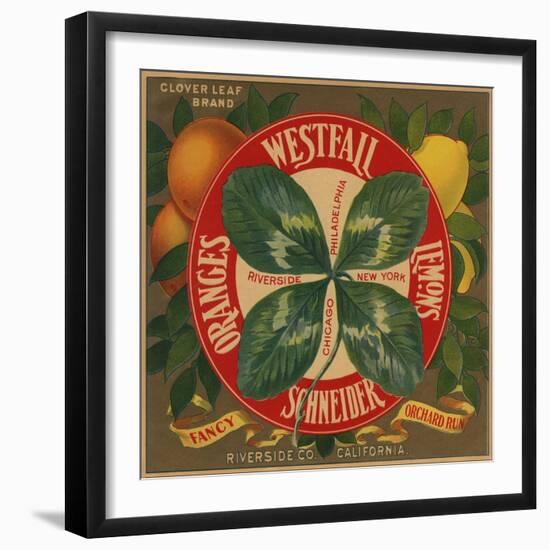 Clover Leaf Brand - Riverside, California - Citrus Crate Label-Lantern Press-Framed Art Print