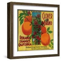 Clover Orange Label - Redlands, CA-Lantern Press-Framed Art Print