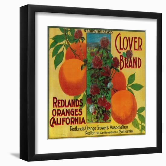 Clover Orange Label - Redlands, CA-Lantern Press-Framed Art Print