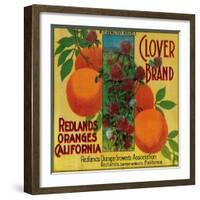 Clover Orange Label - Redlands, CA-Lantern Press-Framed Art Print