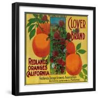 Clover Orange Label - Redlands, CA-Lantern Press-Framed Art Print