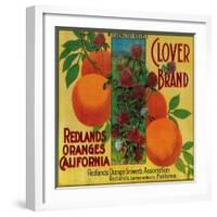 Clover Orange Label - Redlands, CA-Lantern Press-Framed Art Print