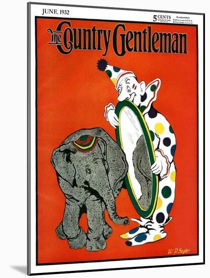 "Clown and Elephant," Country Gentleman Cover, June 1, 1932-W. P. Snyder-Mounted Giclee Print