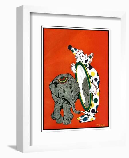 "Clown and Elephant,"June 1, 1932-W. P. Snyder-Framed Giclee Print