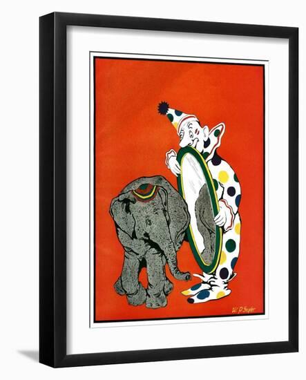 "Clown and Elephant,"June 1, 1932-W. P. Snyder-Framed Giclee Print