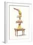 Clown Balancing on Pig-null-Framed Art Print