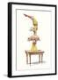 Clown Balancing on Pig-null-Framed Art Print