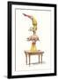 Clown Balancing on Pig-null-Framed Art Print