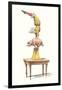 Clown Balancing on Pig-null-Framed Art Print