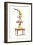 Clown Balancing on Pig-null-Framed Art Print