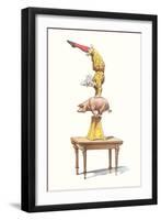 Clown Balancing on Pig-null-Framed Art Print