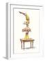 Clown Balancing on Pig-null-Framed Art Print