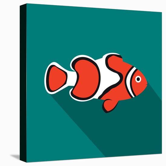 Clown Fish Icon, Flat Style-Ivan Ryabokon-Stretched Canvas