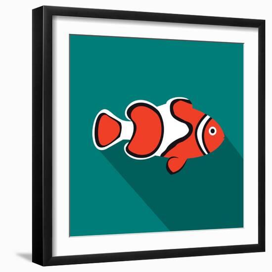 Clown Fish Icon, Flat Style-Ivan Ryabokon-Framed Art Print
