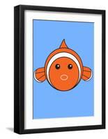 Clown Fish On Blue-null-Framed Art Print