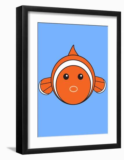 Clown Fish On Blue-null-Framed Art Print