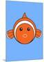 Clown Fish On Blue-null-Mounted Giclee Print
