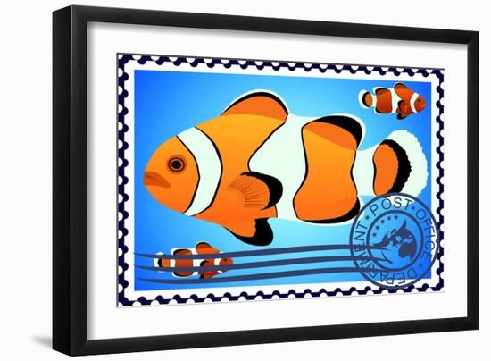 Clown Fish. Postage Stamp-GUARDING-OWO-Framed Art Print