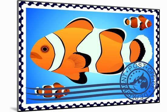 Clown Fish. Postage Stamp-GUARDING-OWO-Mounted Art Print
