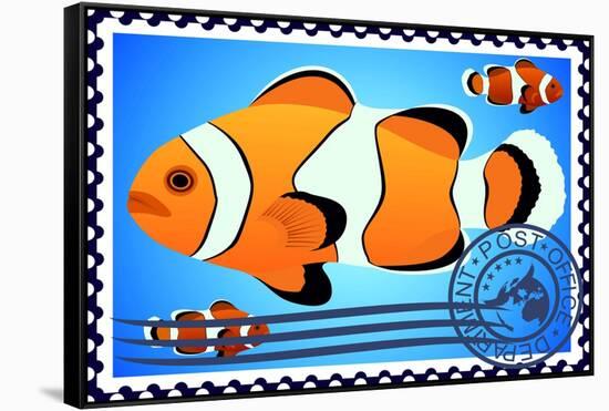 Clown Fish. Postage Stamp-GUARDING-OWO-Framed Stretched Canvas