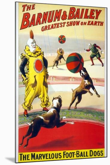 Clown Perform with the Marvelous Foot-Ball Dogs in the Barnum and Bailey Circus, 1900-null-Mounted Art Print