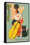 Clown Playing Bass, Cat Howling-null-Framed Stretched Canvas