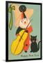 Clown Playing Bass, Cat Howling-null-Framed Art Print