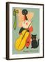 Clown Playing Bass, Cat Howling-null-Framed Art Print