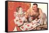 Clown Relaxing with Strongman-null-Framed Stretched Canvas