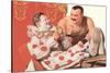 Clown Relaxing with Strongman-null-Stretched Canvas